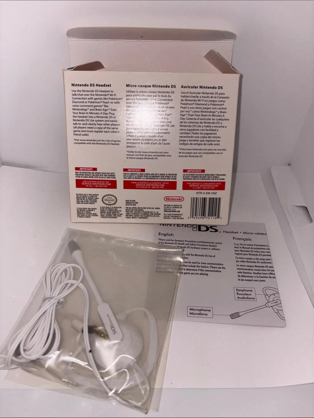 Nintendo White DS Headset with Boom Mic new in box